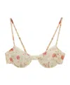 Prada Floral Print Lace-trimmed Bra In Red