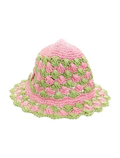 Pre-owned Prada Printed Bucket Hat W/tags In Green/pink