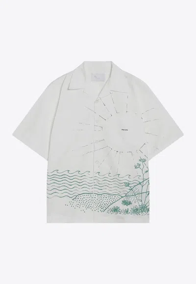 Prada Printed Buttoned Shirt In White