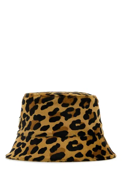 PRADA PRADA PRINTED CALF HAIR BUCKET HAT