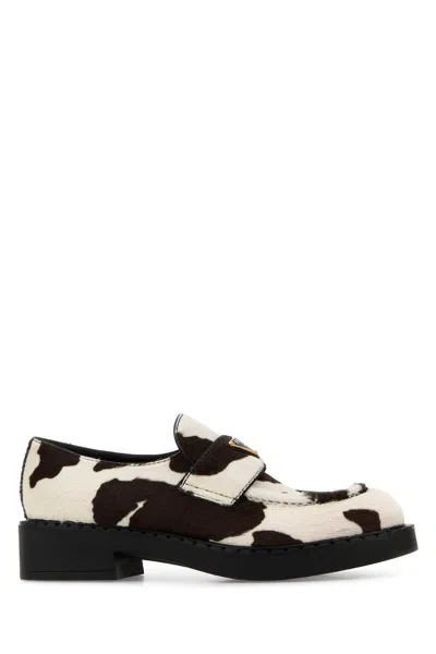 Prada Printed Leather Hair Loafers In Multi