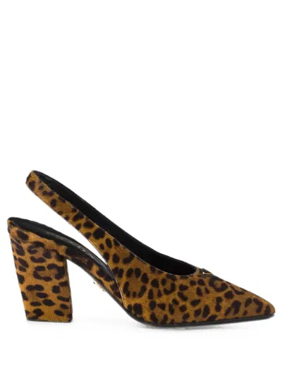 Prada Printed Calf Hair Slingback Pumps In Animal Print