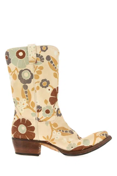 PRADA PRINTED CANVAS BOOTS