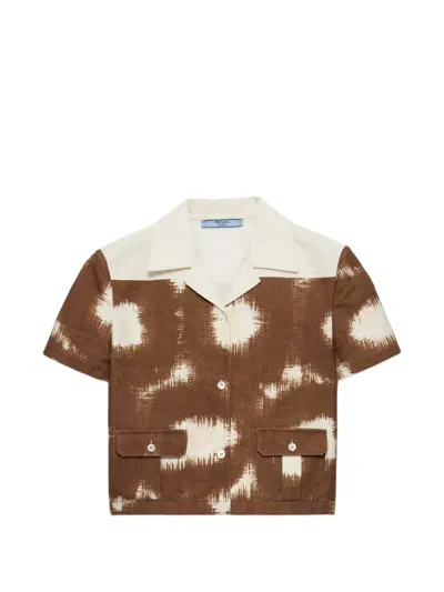 Prada Printed Canvas Shirt In Brown