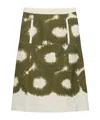 Prada A Line Skirt Abstract Pattern Belt Loops In Green