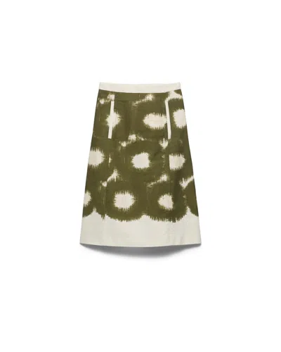 Prada Printed Canvas Skirt In Green