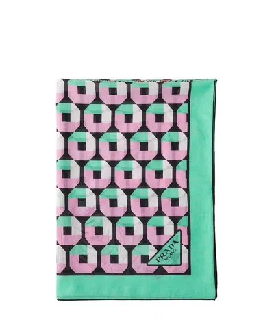 Prada Printed Cotton Beach Sarong In Green