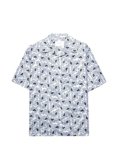 Prada Printed Cotton Blend Bowling Shirt In White