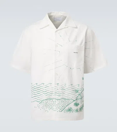 Prada Cotton Oversized Short-sleeve Bowling Shirt In Multi