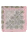 Prada Patterned Cotton Scarf With Fringed Edges In Pink