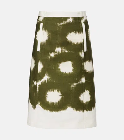 Prada Printed Cotton Midi Skirt In Pattern