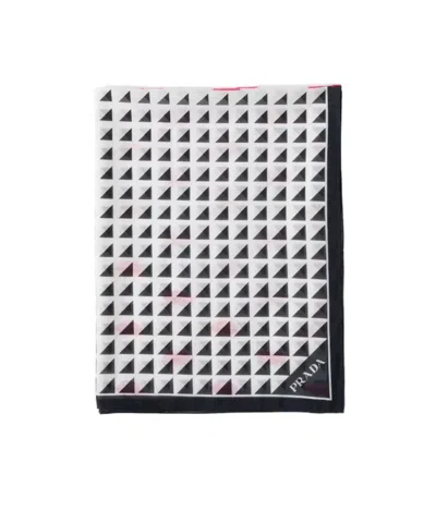 Prada Printed Cotton Pareo In Black And White