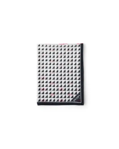 Prada Printed Cotton Pareo In Black/white