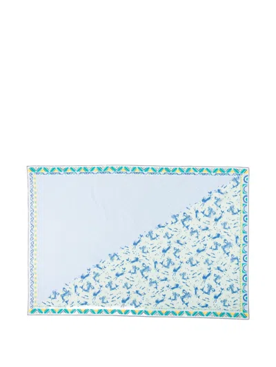 Prada Printed Cotton Pareo In Blue