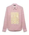 Prada Check-pattern Floral-print Shirt In Pink