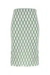Prada Green Cotton Skirt With Geometric Pattern In Verde