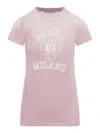 Prada Women Printed Cotton T-shirt In Pink