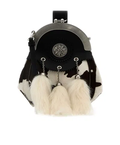 Prada Printed Cross-body Bag In Bianco/nero