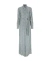Prada Printed Silk Shirt Dress In Gray