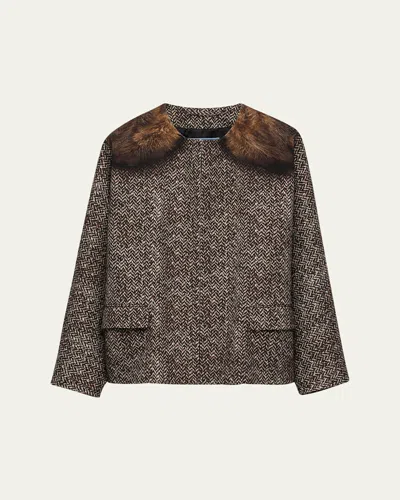 PRADA PRINTED DRILL CABAN JACKET