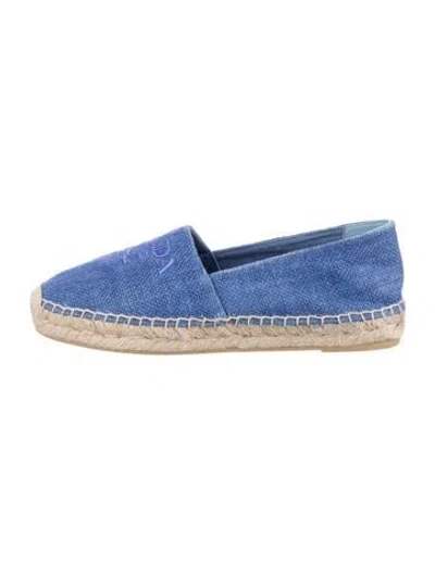 Pre-owned Prada Printed Embroidered Accent Espadrilles In Blue