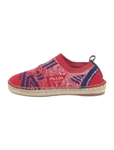 Pre-owned Prada Printed Embroidered Accent Espadrilles In Multi