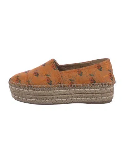 Pre-owned Prada Printed Embroidered Accent Espadrilles In Orange