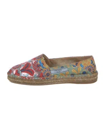 Pre-owned Prada Printed Glitter Accents Espadrilles