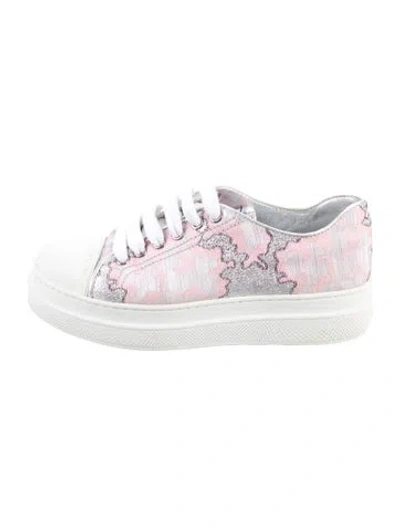 Pre-owned Prada Printed Glitter Accents Sneakers In Multi