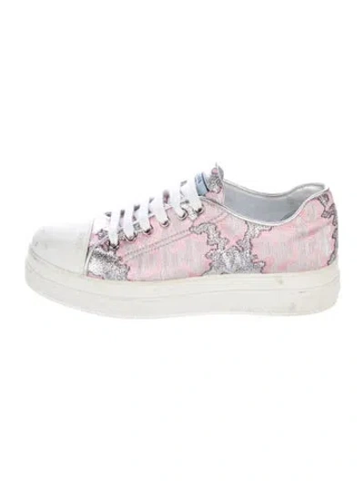Pre-owned Prada Printed Glitter Accents Sneakers In Multi