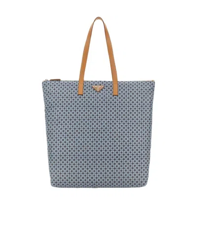 Prada Printed Handbag In Gray