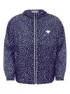 Prada Chest Placement Patterned Lightweight Windbreaker In Blue