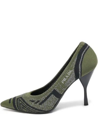 Pre-owned Prada Printed Knitted Heeled Pumps