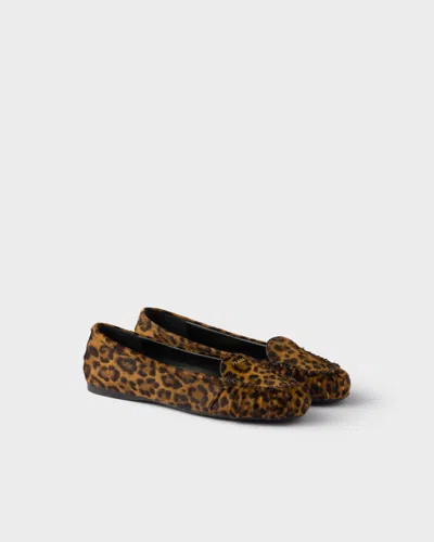 Prada Printed Leather Ballerinas In Multi