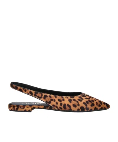 Prada Printed Leather Ballerinas In Brown