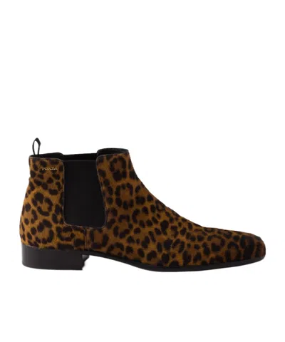 PRADA PRINTED LEATHER BOOTIES
