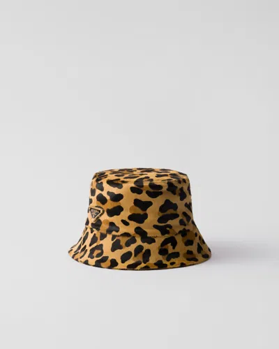 PRADA PRINTED LEATHER BUCKET HAT