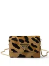 Prada Leopard Print Logo Crossbody Bag In Braun