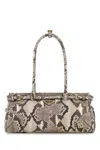 Prada Medium Bonnie Shoulder Handbag In Python Leather With Golden Metal Hardware In White