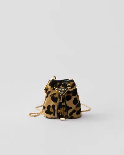 Prada Printed Leather Mini Pouch In Honig