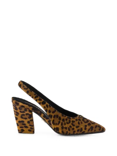Prada Printed Calf Hair Slingback Pumps In Multi