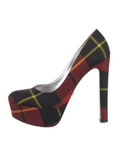 Pre-owned Prada Printed Leather Trim Embellishment Pumps