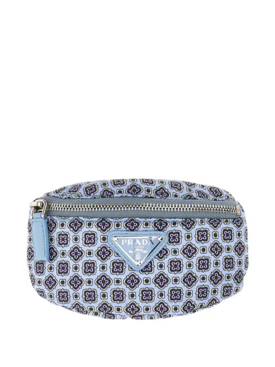 Prada Printed Logo Wallet In Blue