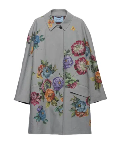 PRADA PRINTED COTTON SINGLE-BREASTED COAT