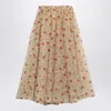 Prada Printed Midi Skirt With Built-in Underskirt In Red