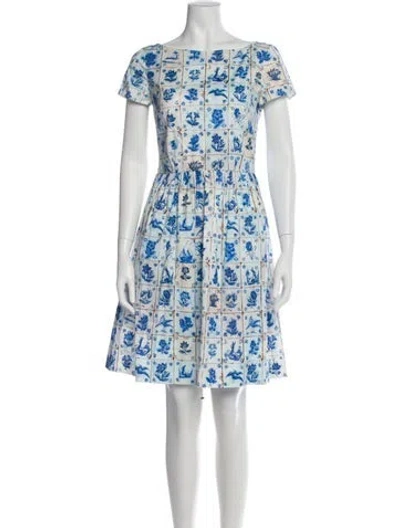 Pre-owned Prada Printed Mini Dress In Blue