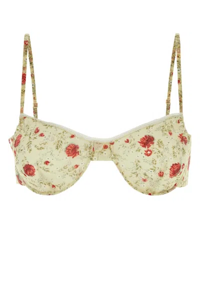 Prada Printed Nylon Crop Top With Silk Lining In Floral