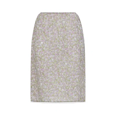 Prada Printed Nylon Skirt In Gray