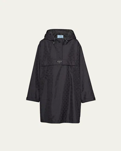 Prada Printed Nylon Raincoat In Black