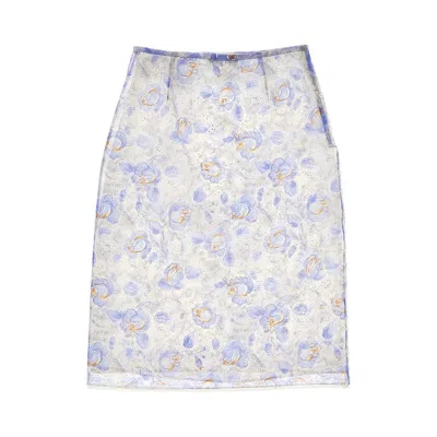 Prada Printed Nylonette Midi Skirt In Blue